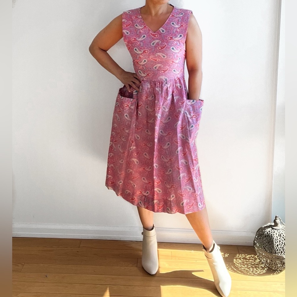 Vintage Pink Paisley Dress.